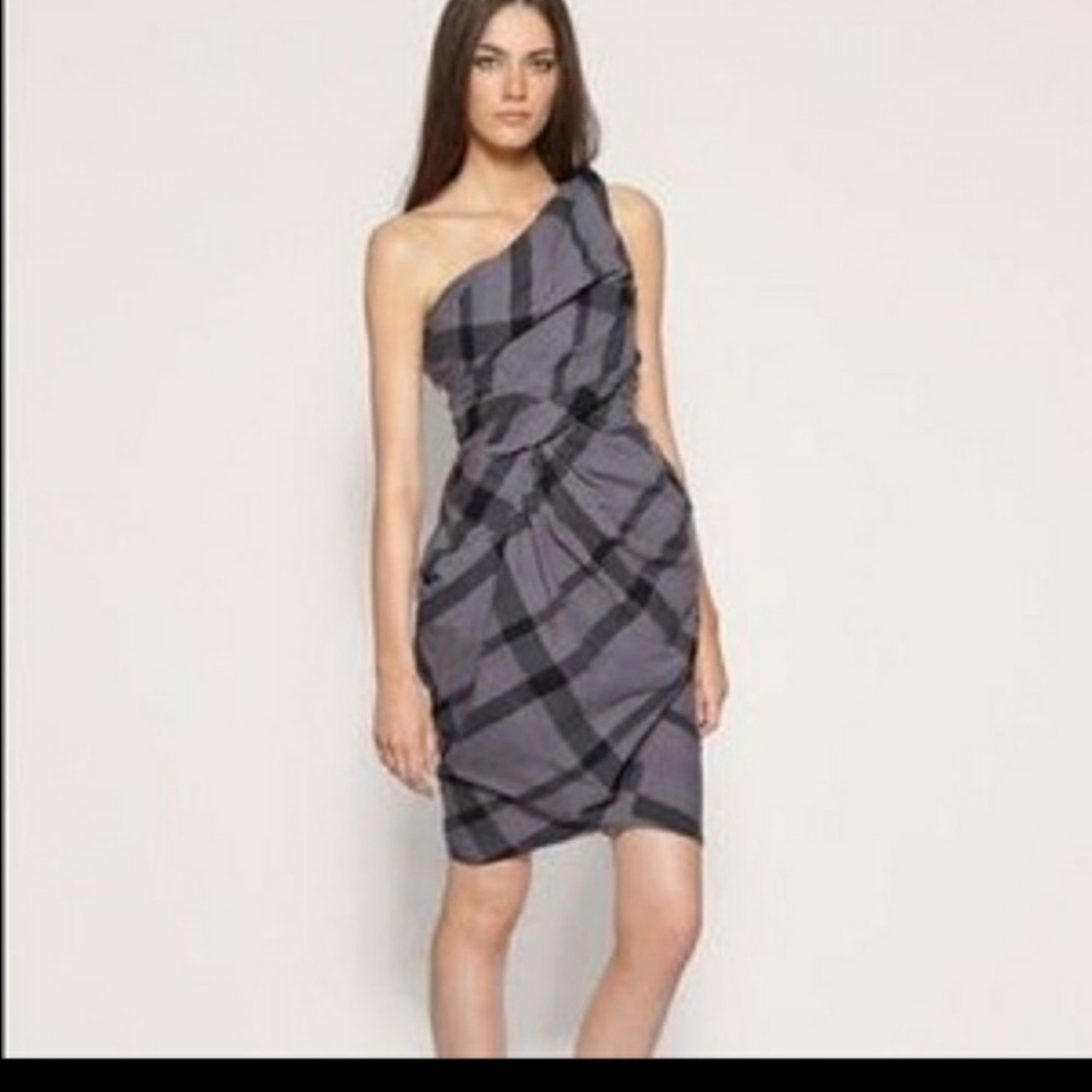 All Saints Lima Plaid One Shoulder Dress 8
